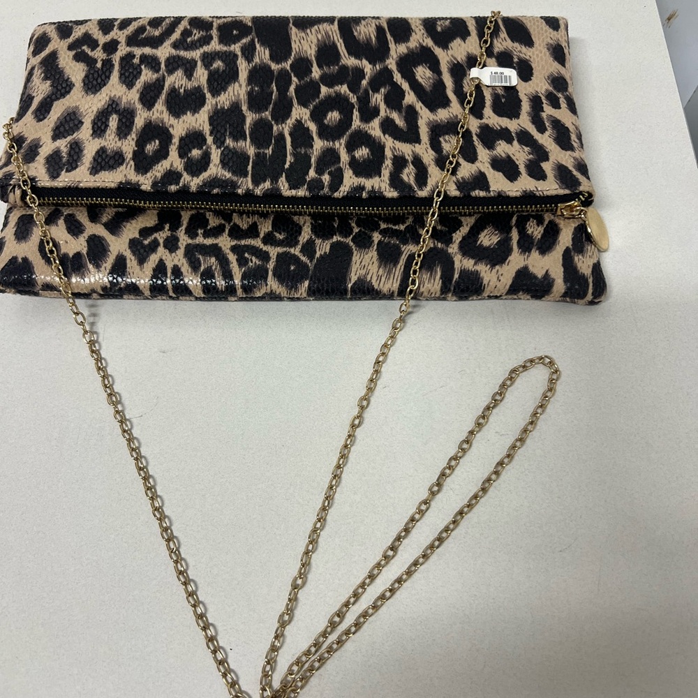 Leopard Print Chain Clutch Foldable - image 2